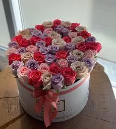55 голландских роз MIX в коробку