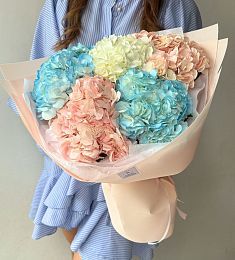 Букет из 5 Гортензий МОНО микс